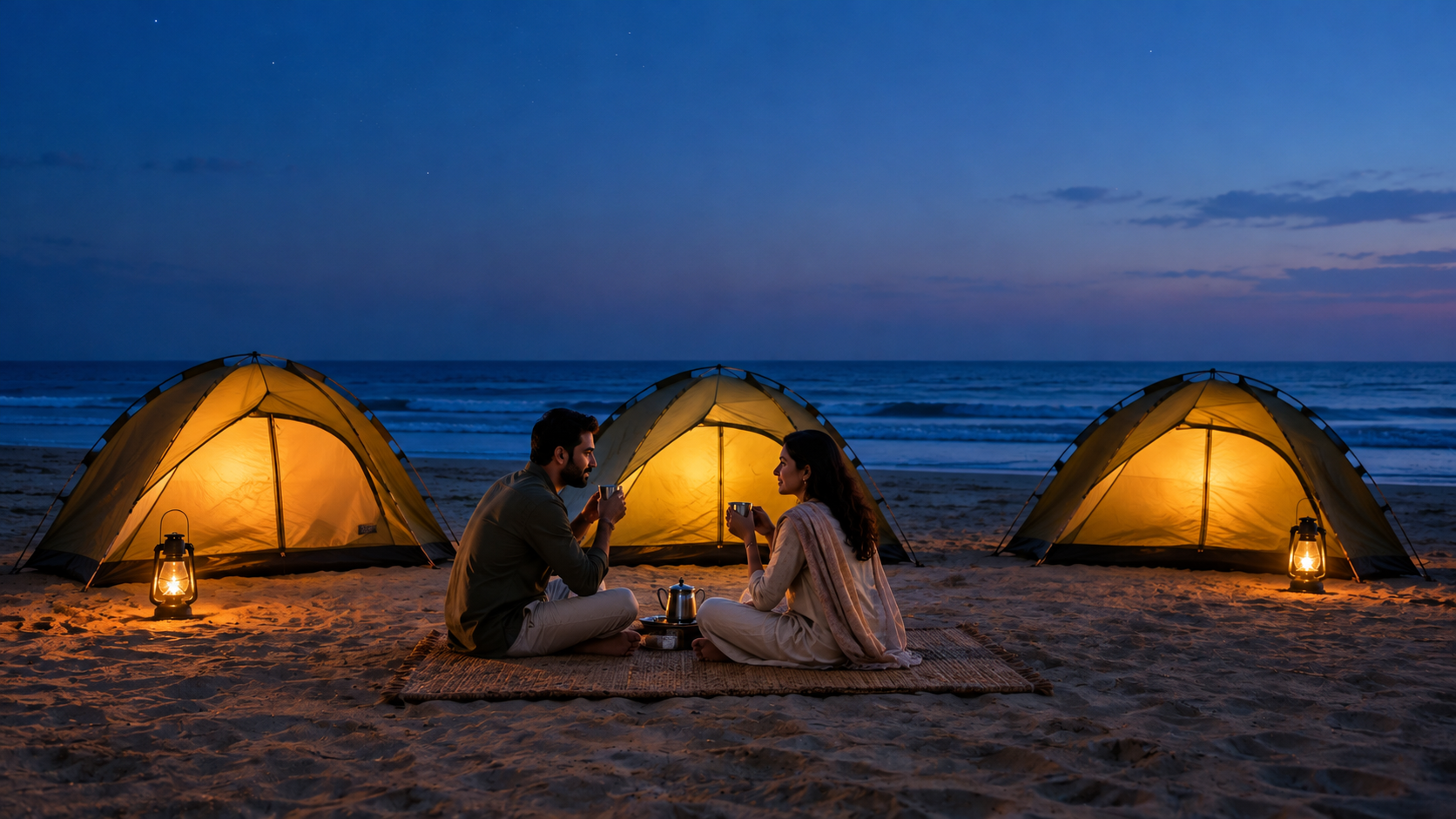 Beachside camping tents at Sahil-e-Firdous
